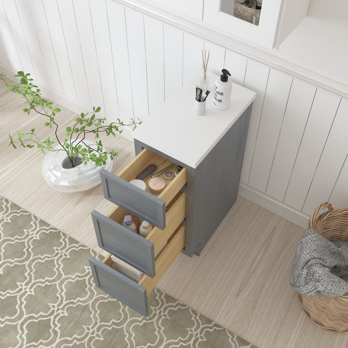 12" Birch Plywood Freestanding Single Base 3 Drawers Storage Cabinet - HomeBeyond