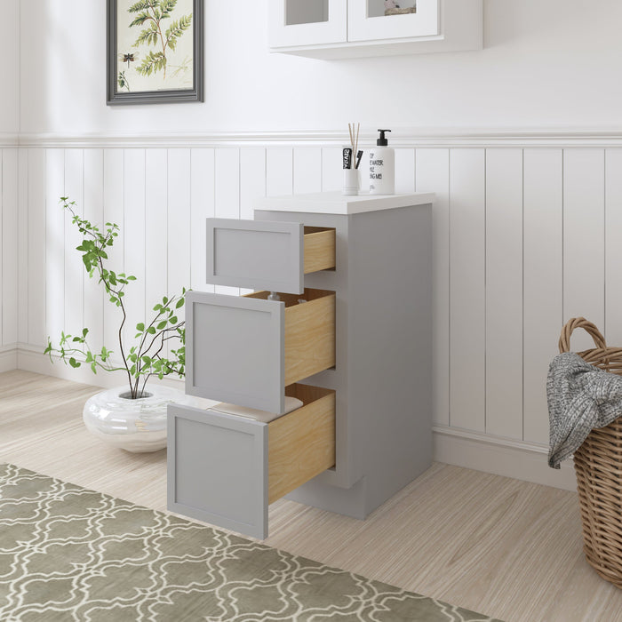 12" Birch Plywood Freestanding Single Base 3 Drawers Storage Cabinet - HomeBeyond