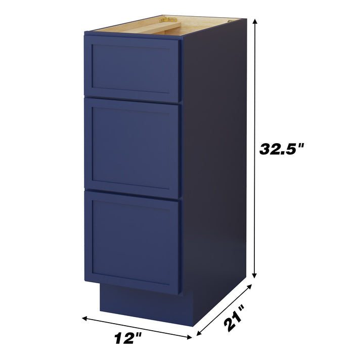 12" Birch Plywood Freestanding Single Base 3 Drawers Storage Cabinet - HomeBeyond