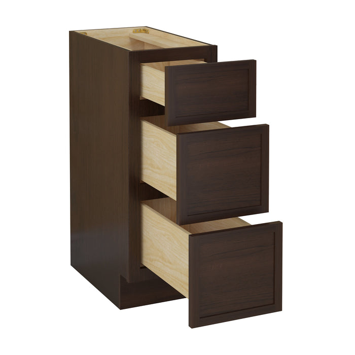 12" Birch Plywood Freestanding Single Base 3 Drawers Storage Cabinet - HomeBeyond