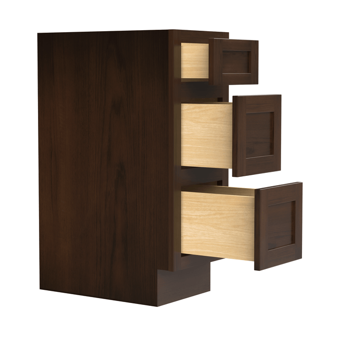 12" Single Bathroom Vanity Base Cabinet, Solid Wood Perfect Small Entryway Side Storage Cabinet with 3 Soft - Closing Drawers - HomeBeyond