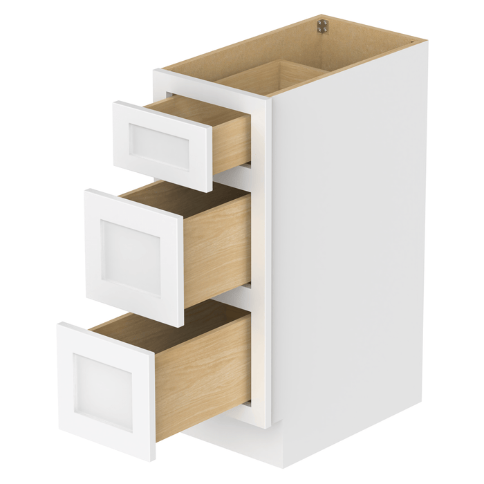 12" Single Bathroom Vanity Base Cabinet, Solid Wood Perfect Small Entryway Side Storage Cabinet with 3 Soft - Closing Drawers - HomeBeyond