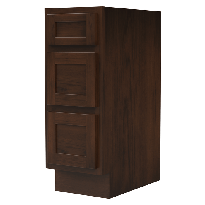 12" Single Bathroom Vanity Base Cabinet, Solid Wood Perfect Small Entryway Side Storage Cabinet with 3 Soft - Closing Drawers - HomeBeyond