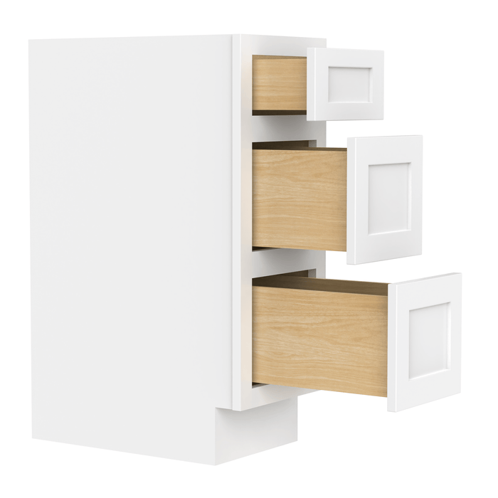 12" Single Bathroom Vanity Base Cabinet, Solid Wood Perfect Small Entryway Side Storage Cabinet with 3 Soft - Closing Drawers - HomeBeyond