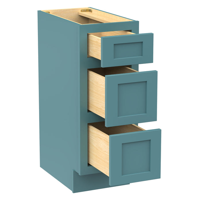 12" Single Bathroom Vanity Base Cabinet, Solid Wood Perfect Small Entryway Side Storage Cabinet with 3 Soft - Closing Drawers - HomeBeyond