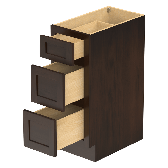 12" Single Bathroom Vanity Base Cabinet, Solid Wood Perfect Small Entryway Side Storage Cabinet with 3 Soft - Closing Drawers - HomeBeyond