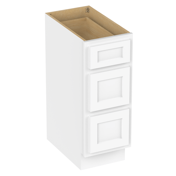 12" Single Bathroom Vanity Base Cabinet, Solid Wood Perfect Small Entryway Side Storage Cabinet with 3 Soft - Closing Drawers - HomeBeyond