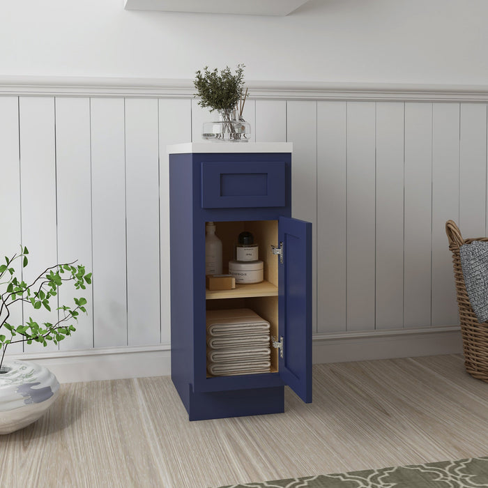 12" Single Right Offset Vanity Base Cabinet, Solid Wood Perfect Small Bathroom Side Storage Cabinet - HomeBeyond