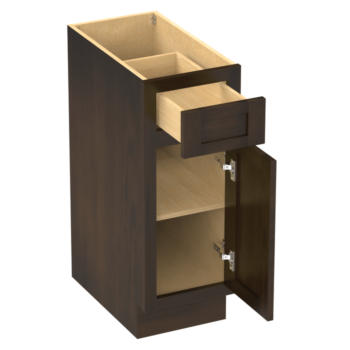 12" Single Right Offset Vanity Base Cabinet, Solid Wood Perfect Small Bathroom Side Storage Cabinet - HomeBeyond