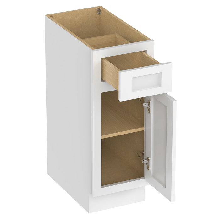 12" Single Right Offset Vanity Base Cabinet, Solid Wood Perfect Small Bathroom Side Storage Cabinet - HomeBeyond