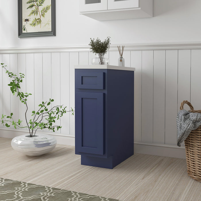 12" Single Right Offset Vanity Base Cabinet, Solid Wood Perfect Small Bathroom Side Storage Cabinet - HomeBeyond