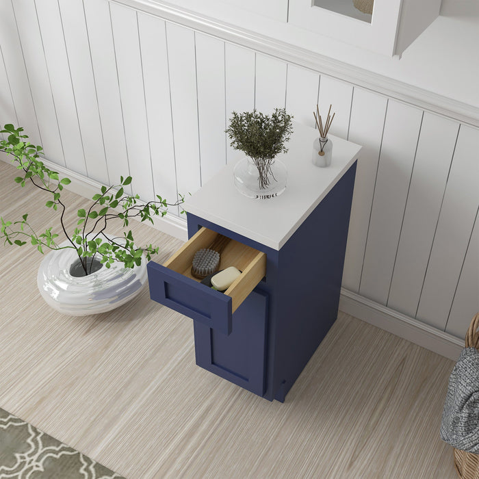 12" Single Right Offset Vanity Base Cabinet, Solid Wood Perfect Small Bathroom Side Storage Cabinet - HomeBeyond