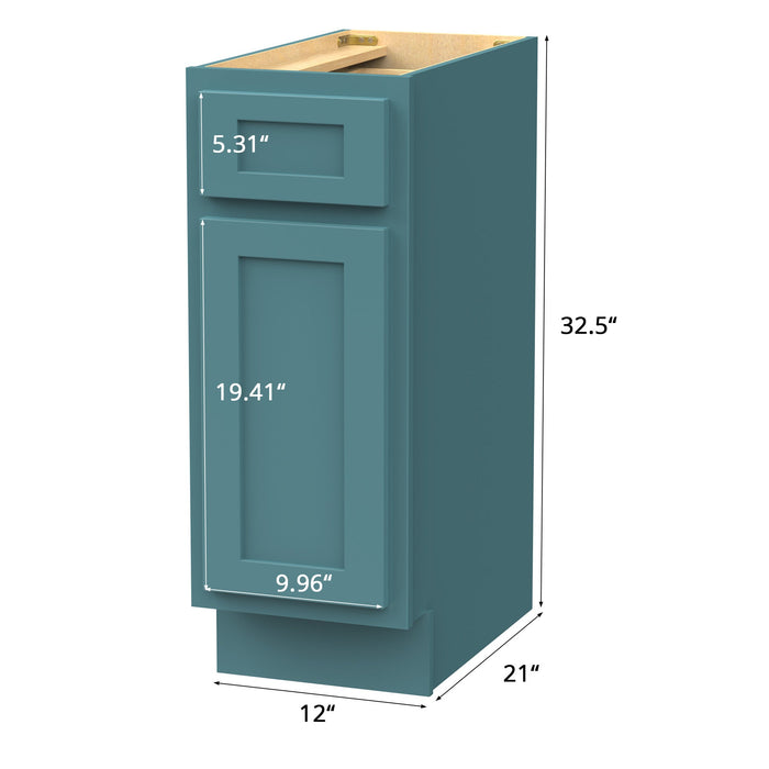 12" Single Right Offset Vanity Base Cabinet, Solid Wood Perfect Small Bathroom Side Storage Cabinet - HomeBeyond
