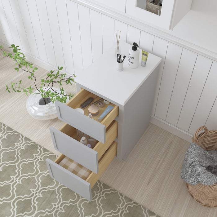 15" Birch Plywood Freestanding Single Base 3 Drawers Storage Cabinet - HomeBeyond