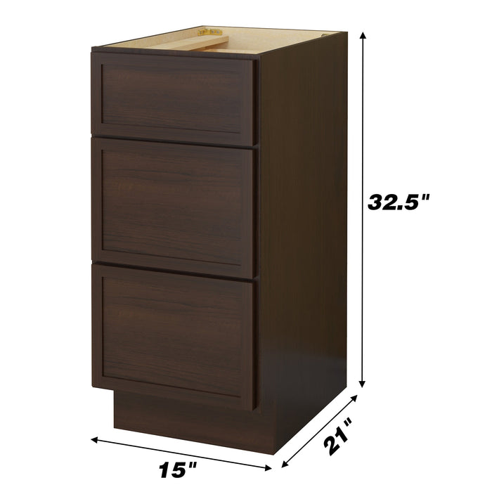 15" Birch Plywood Freestanding Single Base 3 Drawers Storage Cabinet - HomeBeyond