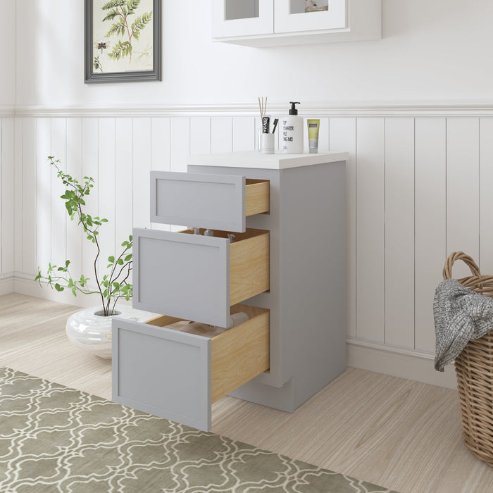 15" Birch Plywood Freestanding Single Base 3 Drawers Storage Cabinet - HomeBeyond