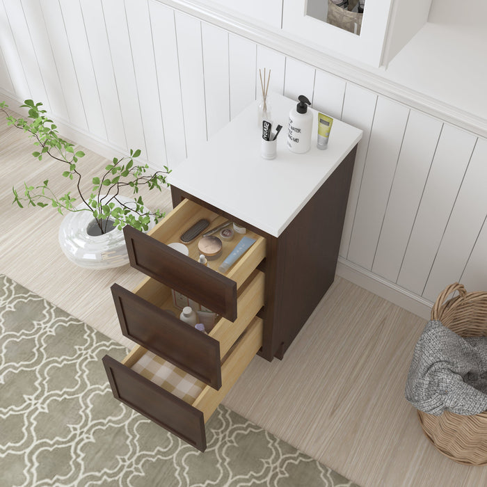 15" Birch Plywood Freestanding Single Base 3 Drawers Storage Cabinet - HomeBeyond