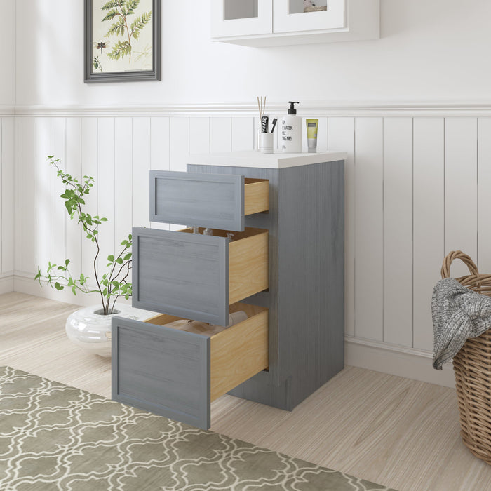 15" Birch Plywood Freestanding Single Base 3 Drawers Storage Cabinet - HomeBeyond