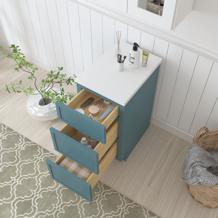 15" Birch Plywood Freestanding Single Base 3 Drawers Storage Cabinet - HomeBeyond