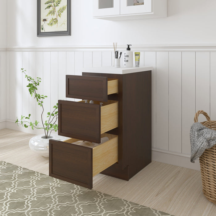 15" Birch Plywood Freestanding Single Base 3 Drawers Storage Cabinet - HomeBeyond