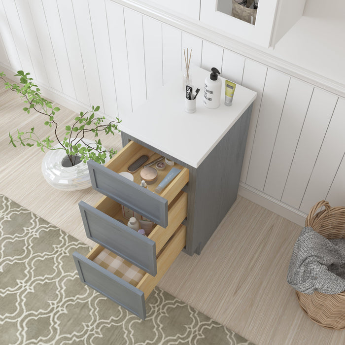 15" Birch Plywood Freestanding Single Base 3 Drawers Storage Cabinet - HomeBeyond