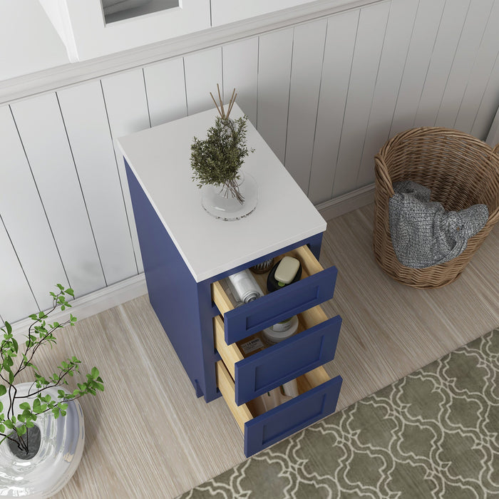 15" Single Bathroom Vanity Base Cabinet, Solid Wood Perfect Entryway Side Storage Cabinet Organizer with 3 Soft - Closing Drawers - HomeBeyond