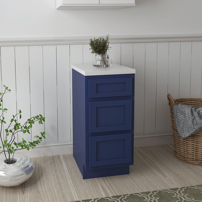 15" Single Bathroom Vanity Base Cabinet, Solid Wood Perfect Entryway Side Storage Cabinet Organizer with 3 Soft - Closing Drawers - HomeBeyond