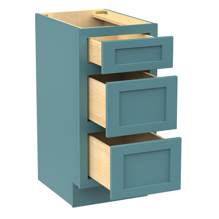 15" Single Bathroom Vanity Base Cabinet, Solid Wood Perfect Entryway Side Storage Cabinet Organizer with 3 Soft - Closing Drawers - HomeBeyond