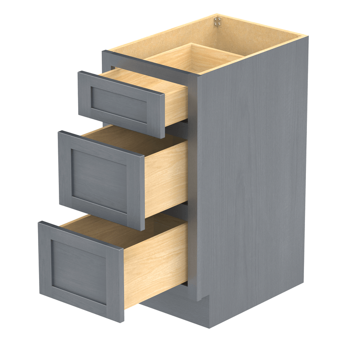 15" Single Bathroom Vanity Base Cabinet, Solid Wood Perfect Entryway Side Storage Cabinet Organizer with 3 Soft - Closing Drawers - HomeBeyond