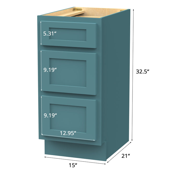 15" Single Bathroom Vanity Base Cabinet, Solid Wood Perfect Entryway Side Storage Cabinet Organizer with 3 Soft - Closing Drawers - HomeBeyond