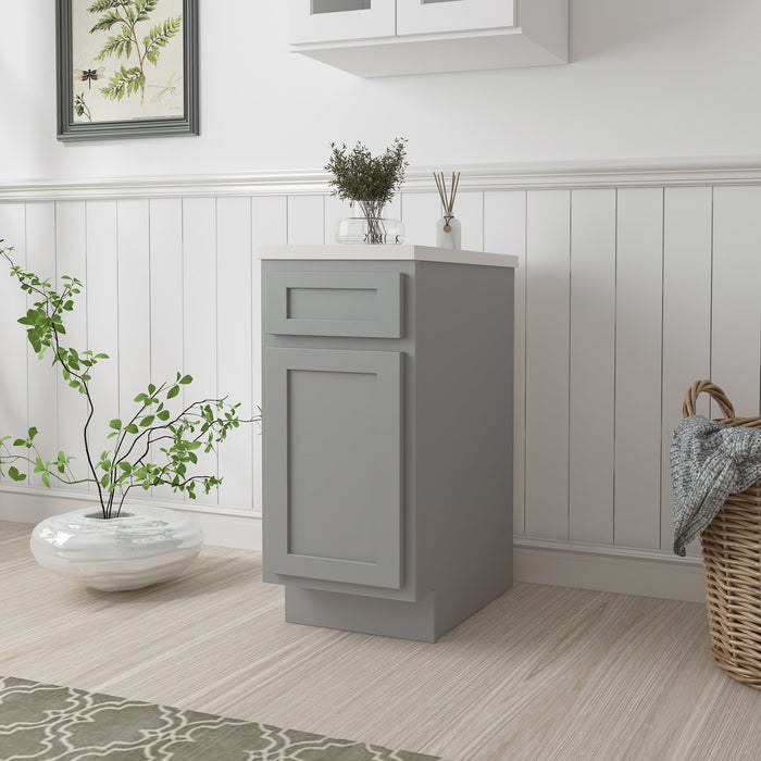 15" Single Right Offset Vanity Base Cabinet, Solid Wood Perfect Small Bathroom Side Storage Cabinet - HomeBeyond