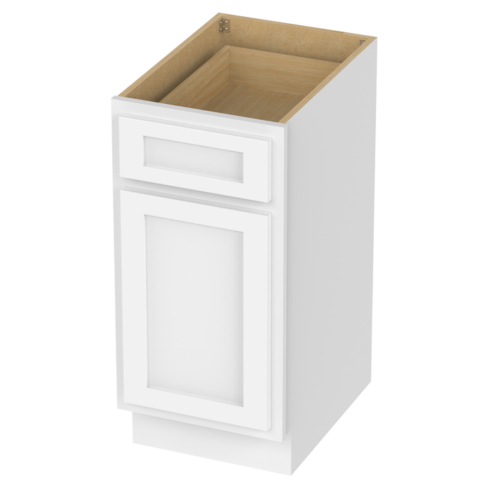 15" Single Right Offset Vanity Base Cabinet, Solid Wood Perfect Small Bathroom Side Storage Cabinet - HomeBeyond