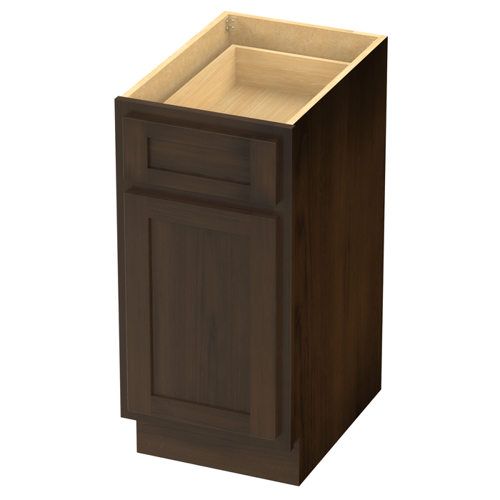 15" Single Right Offset Vanity Base Cabinet, Solid Wood Perfect Small Bathroom Side Storage Cabinet - HomeBeyond