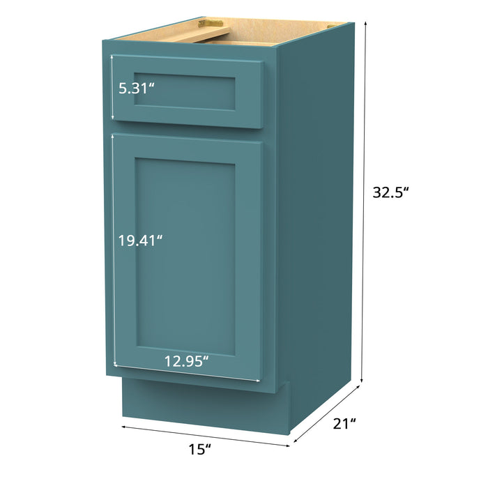 15" Single Right Offset Vanity Base Cabinet, Solid Wood Perfect Small Bathroom Side Storage Cabinet - HomeBeyond