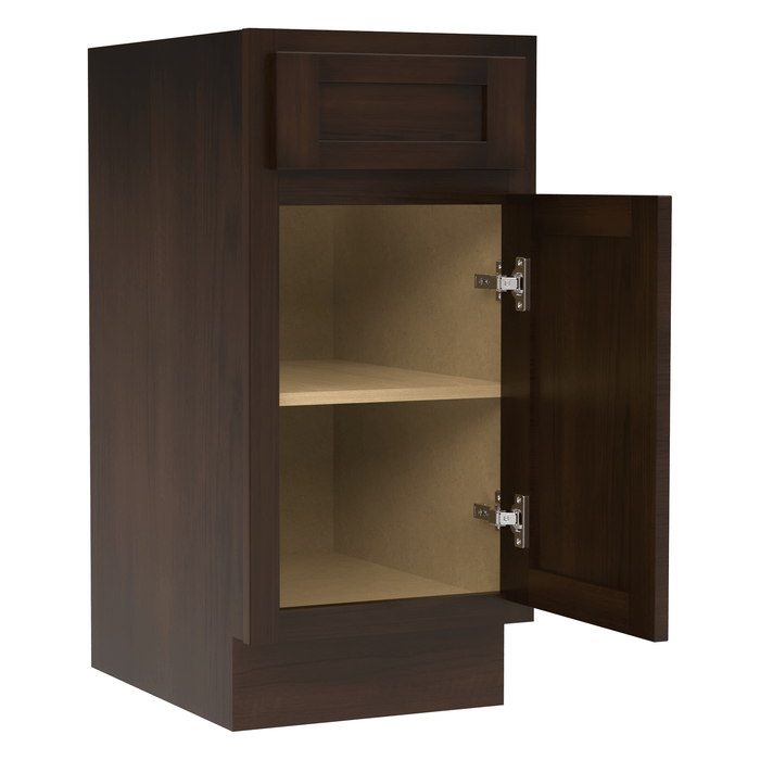 15" Single Right Offset Vanity Base Cabinet, Solid Wood Perfect Small Bathroom Side Storage Cabinet - HomeBeyond