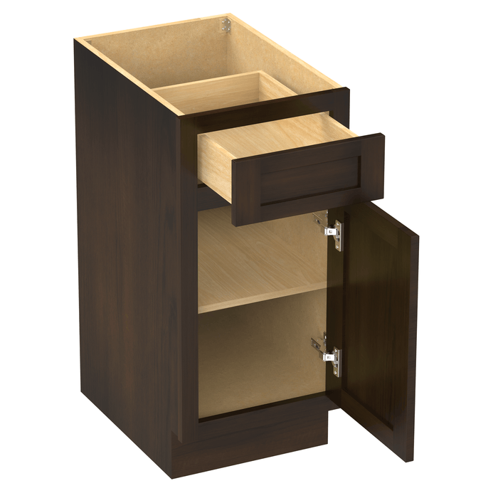 15" Single Right Offset Vanity Base Cabinet, Solid Wood Perfect Small Bathroom Side Storage Cabinet - HomeBeyond