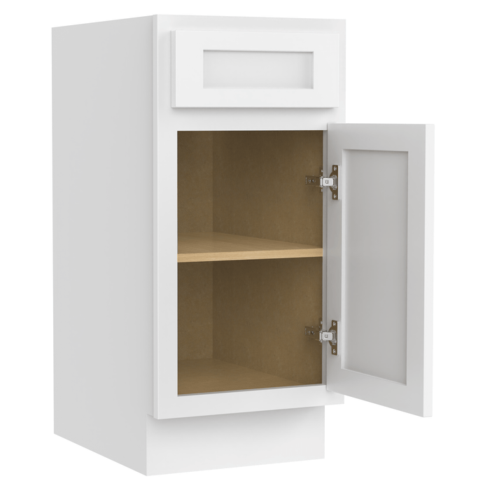 15" Single Right Offset Vanity Base Cabinet, Solid Wood Perfect Small Bathroom Side Storage Cabinet - HomeBeyond