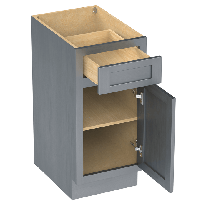 15" Single Right Offset Vanity Base Cabinet, Solid Wood Perfect Small Bathroom Side Storage Cabinet - HomeBeyond