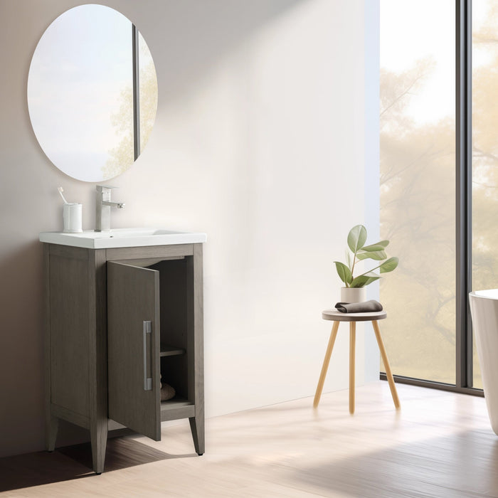 20" Single Sink Bathroom Vanity Cabinet with Ceramic Top - HomeBeyond