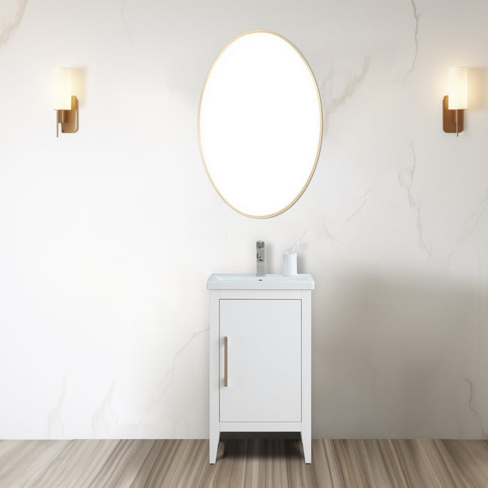 20" Single Sink Bathroom Vanity Cabinet with Ceramic Top - HomeBeyond