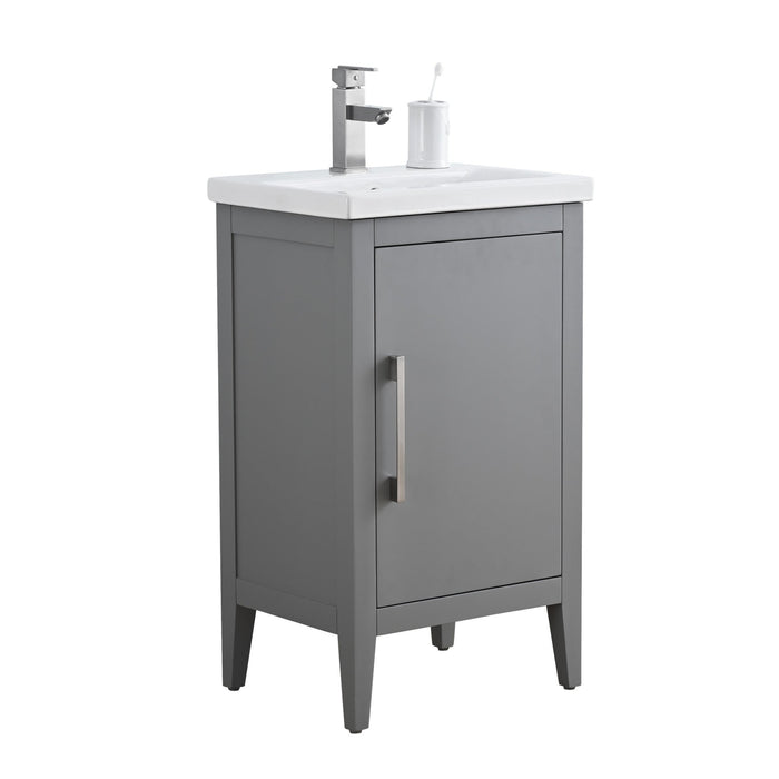 20" Single Sink Bathroom Vanity Cabinet with Ceramic Top - HomeBeyond