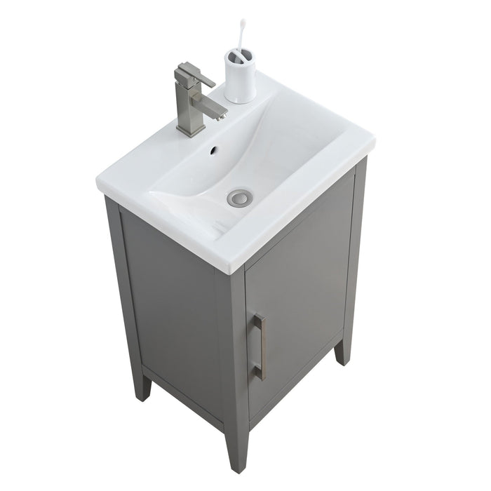 20" Single Sink Bathroom Vanity Cabinet with Ceramic Top - HomeBeyond
