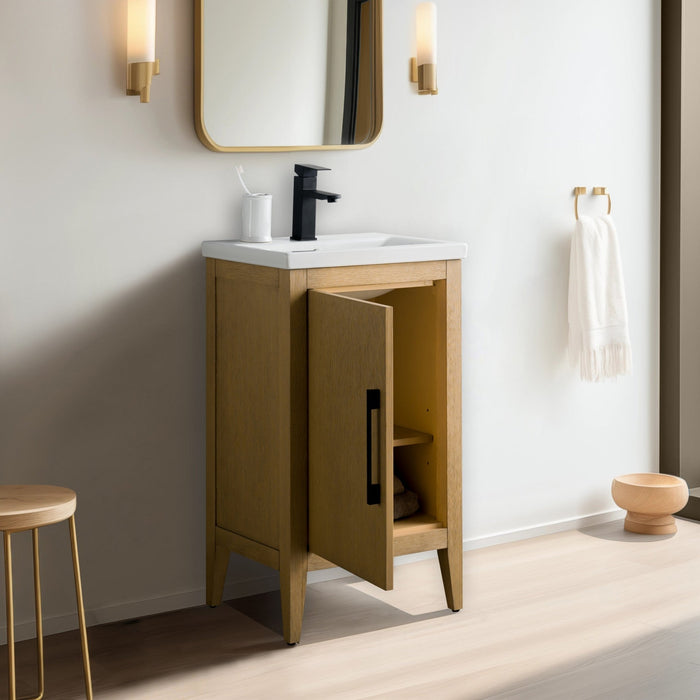 20" Single Sink Bathroom Vanity Cabinet with Ceramic Top - HomeBeyond