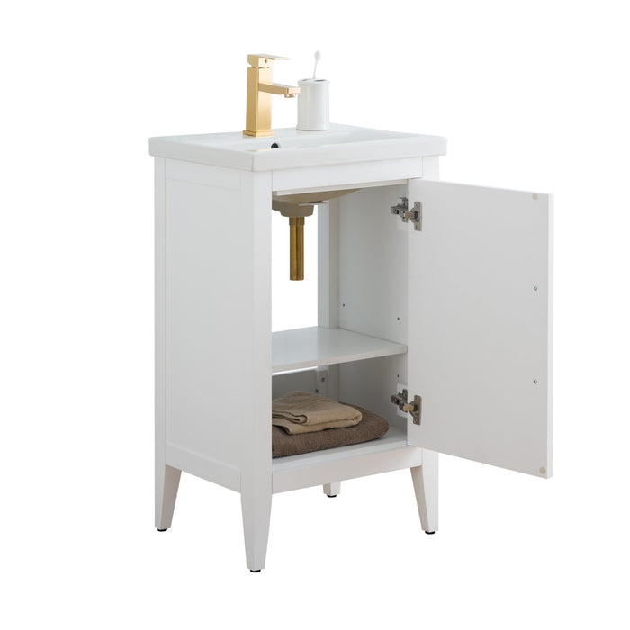 20" Single Sink Bathroom Vanity Cabinet with Ceramic Top - HomeBeyond