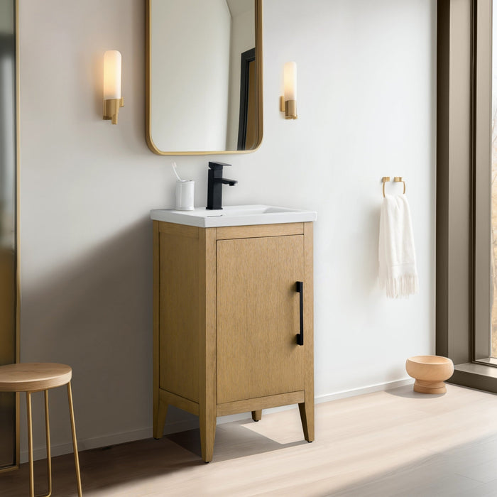 20" Single Sink Bathroom Vanity Cabinet with Ceramic Top - HomeBeyond