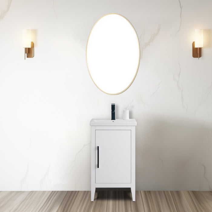 20" Single Sink Bathroom Vanity Cabinet with Ceramic Top - HomeBeyond