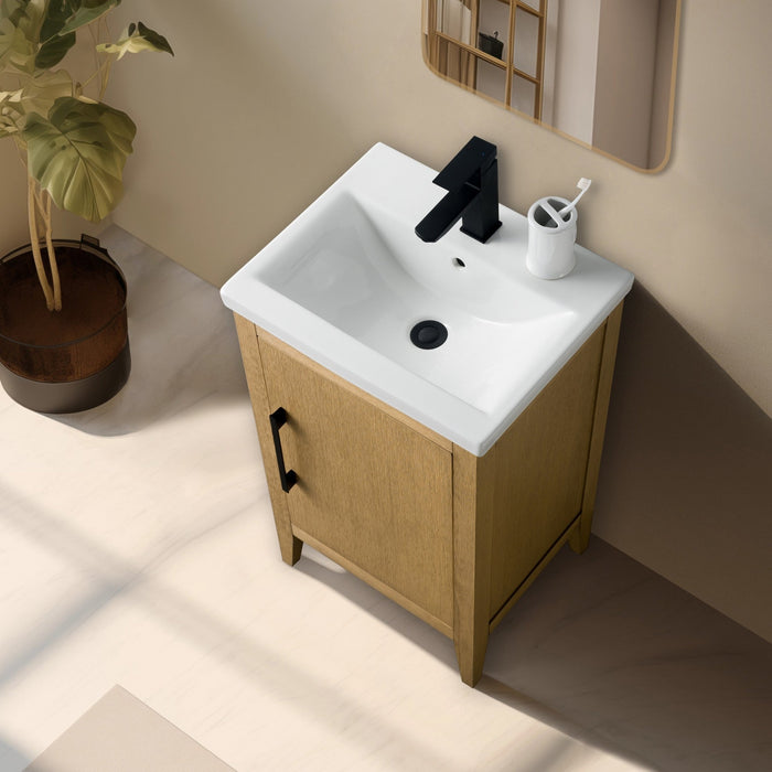 20" Single Sink Bathroom Vanity Cabinet with Ceramic Top - HomeBeyond