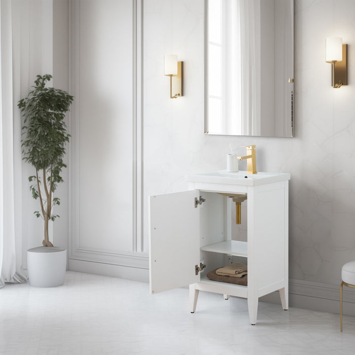 20" Single Sink Bathroom Vanity Cabinet with Ceramic Top - HomeBeyond