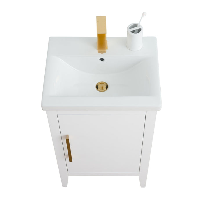 20" Single Sink Bathroom Vanity Cabinet with Ceramic Top - HomeBeyond
