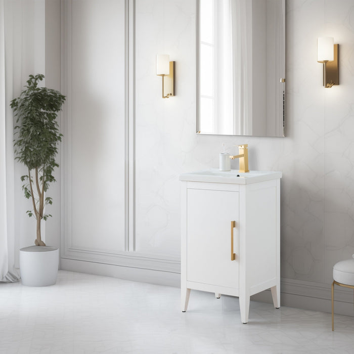 20" Single Sink Bathroom Vanity Cabinet with Ceramic Top - HomeBeyond